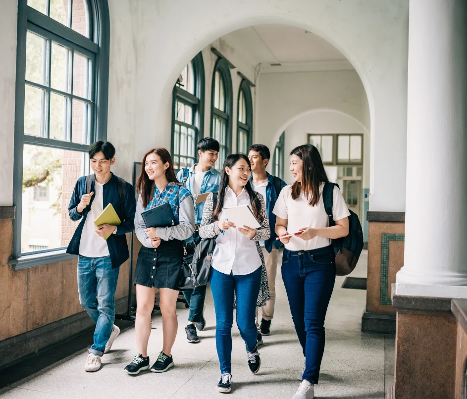 Students exploring university courses